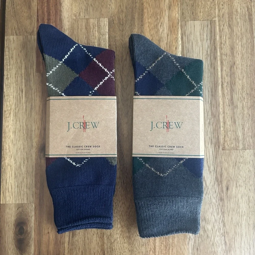 NWT J CREW Socks Men's ONE SIZE Argyle ( 2 Pairs ) Career Old Money Preppy Work